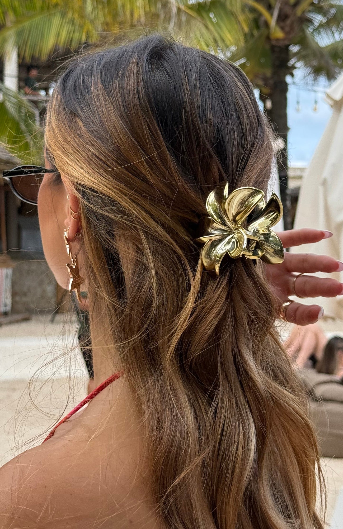 Floral Charm Hair Clip Gold