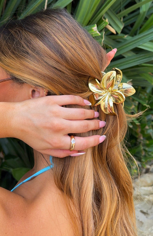 Floral Charm Hair Clip Gold