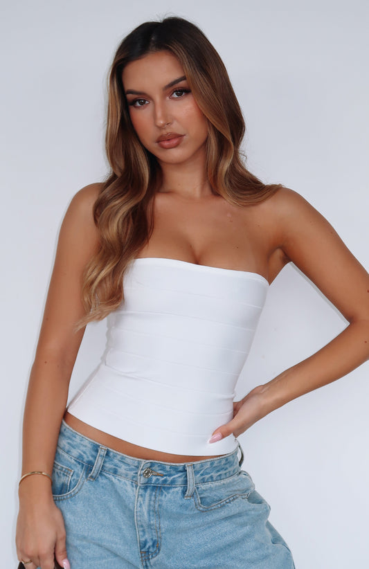 Thought I Was Dreaming Bandage Top White