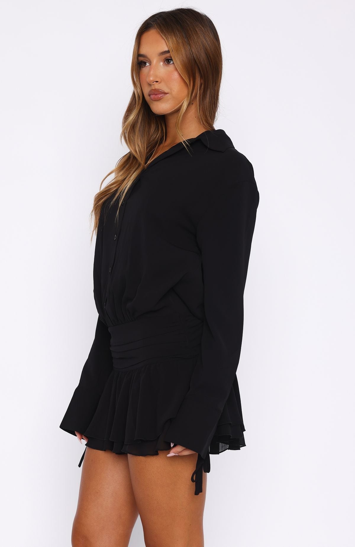 Can't Get Me Long Sleeve Mini Dress Black