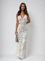 Crochet Hollow-Out Long Dress