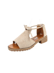 Buckle Roman Shoes Solid Color Low-heeled Sandals