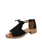 Buckle Roman Shoes Solid Color Low-heeled Sandals