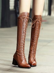 Women Boots High Heels Pu+ Genuine Leather