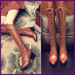 Women Boots High Heels Pu+ Genuine Leather