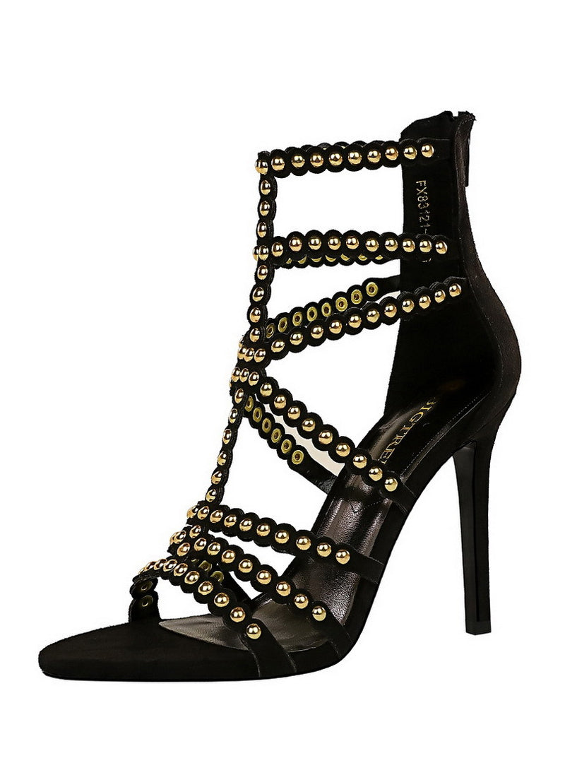 PU Women Sandals Thin High Heels Gladiator