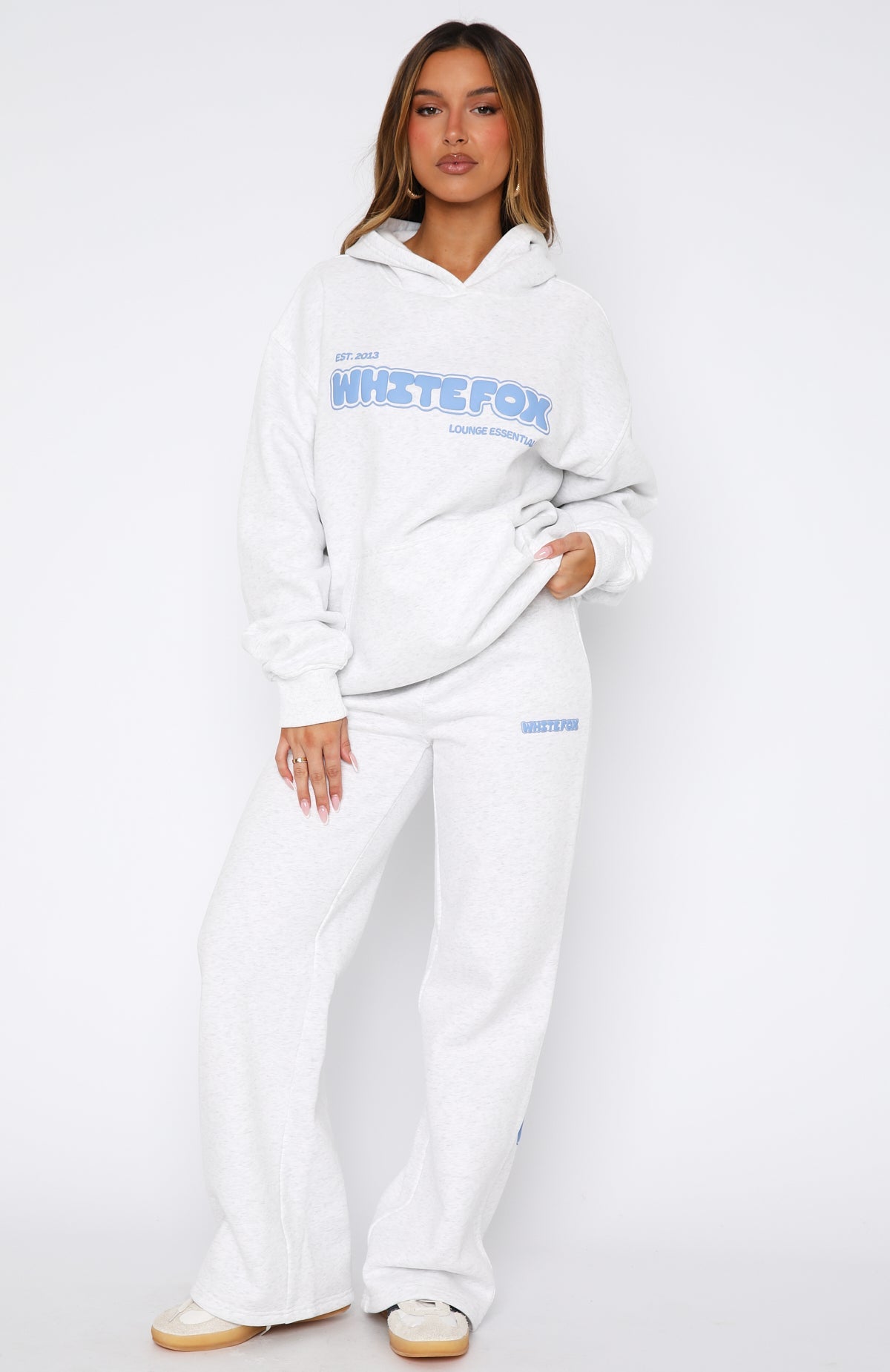 Don't Even Try Wide Leg Sweatpants Grey Marle