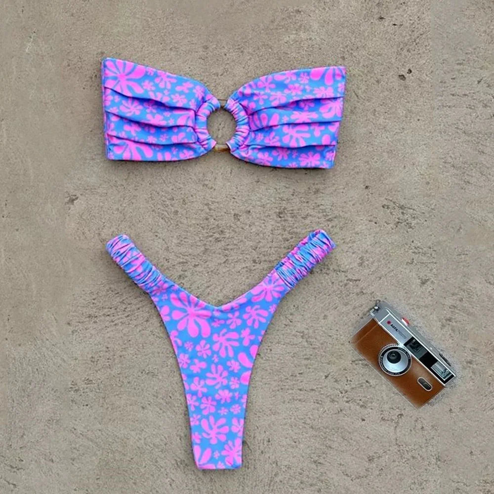 Violet Bandeau Bikini Set