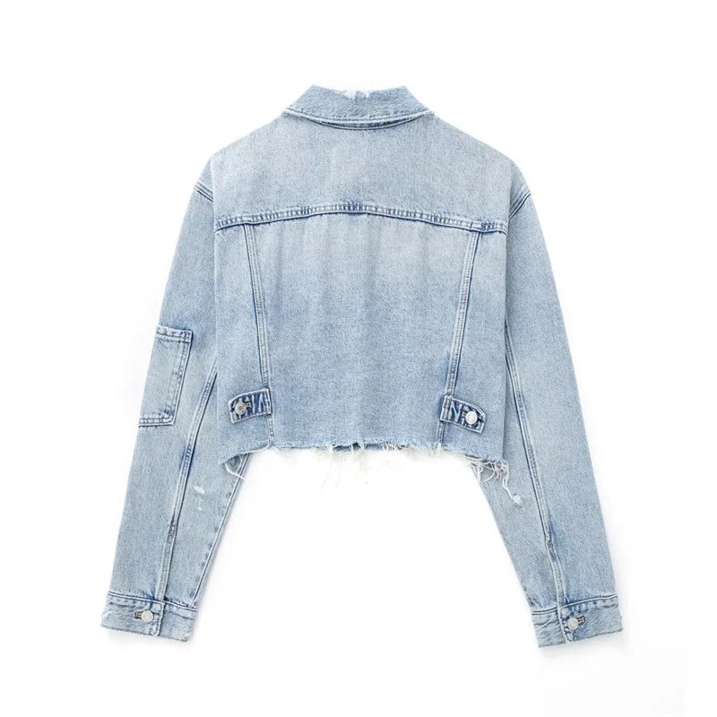 Woman Casual Short Denim Jacket