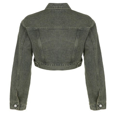 Green Cropped Denim Jacket