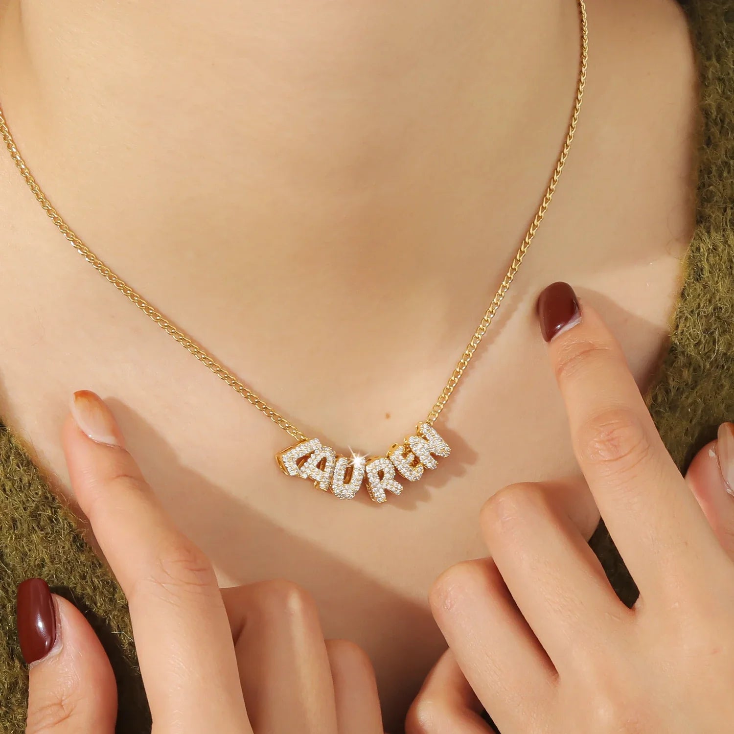 Custom Necklace with 3D Bubblel Letters