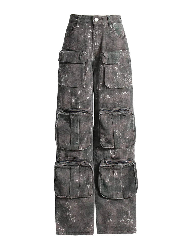 Camo Multi-Pockets Wide-Leg Pants