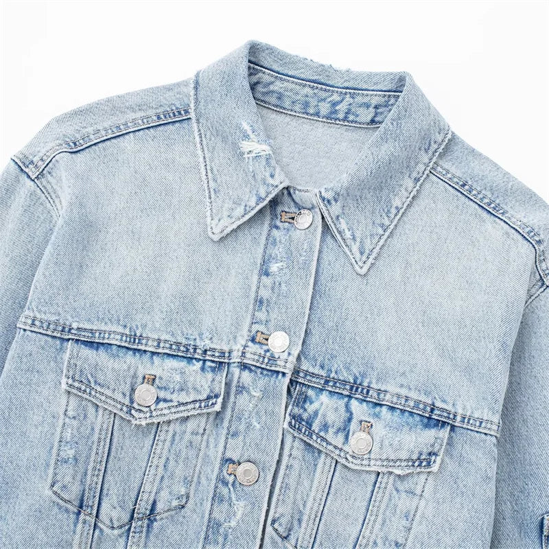 Woman Casual Short Denim Jacket