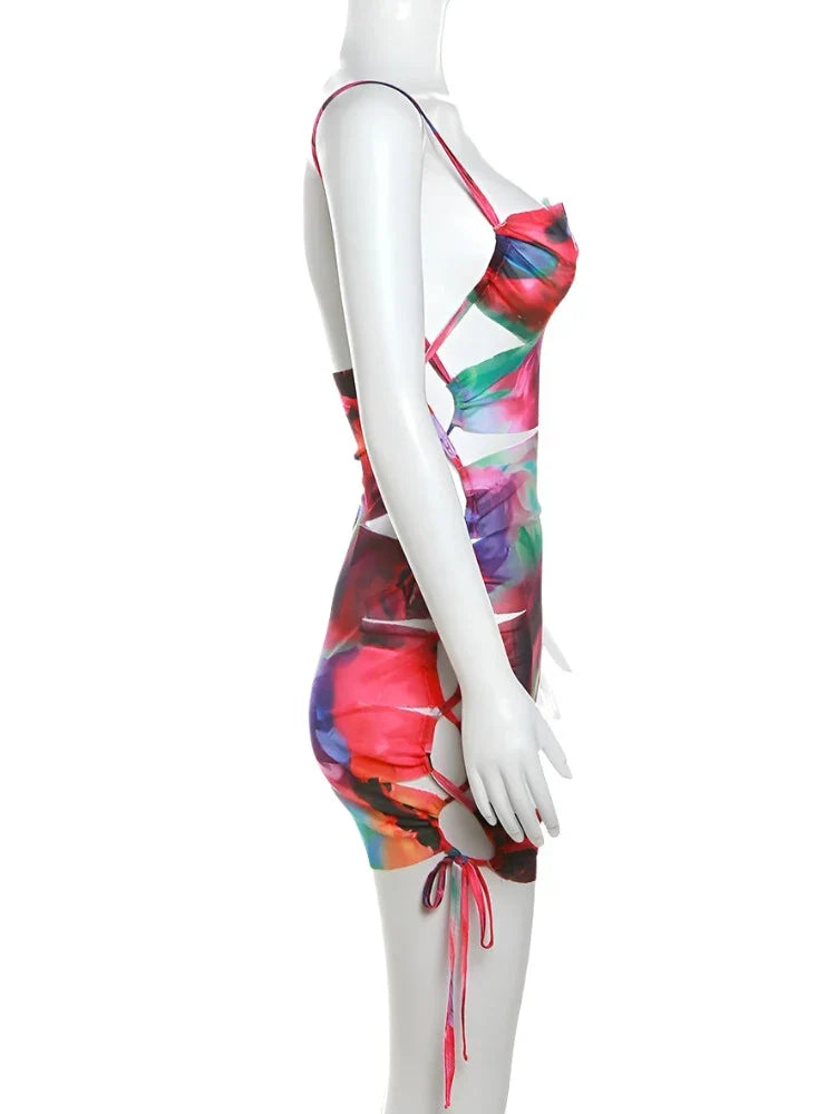 Tie-Dye Print Bodycon Mini Dress