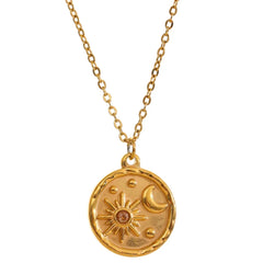 Round Moon and Sun Pendant Necklace