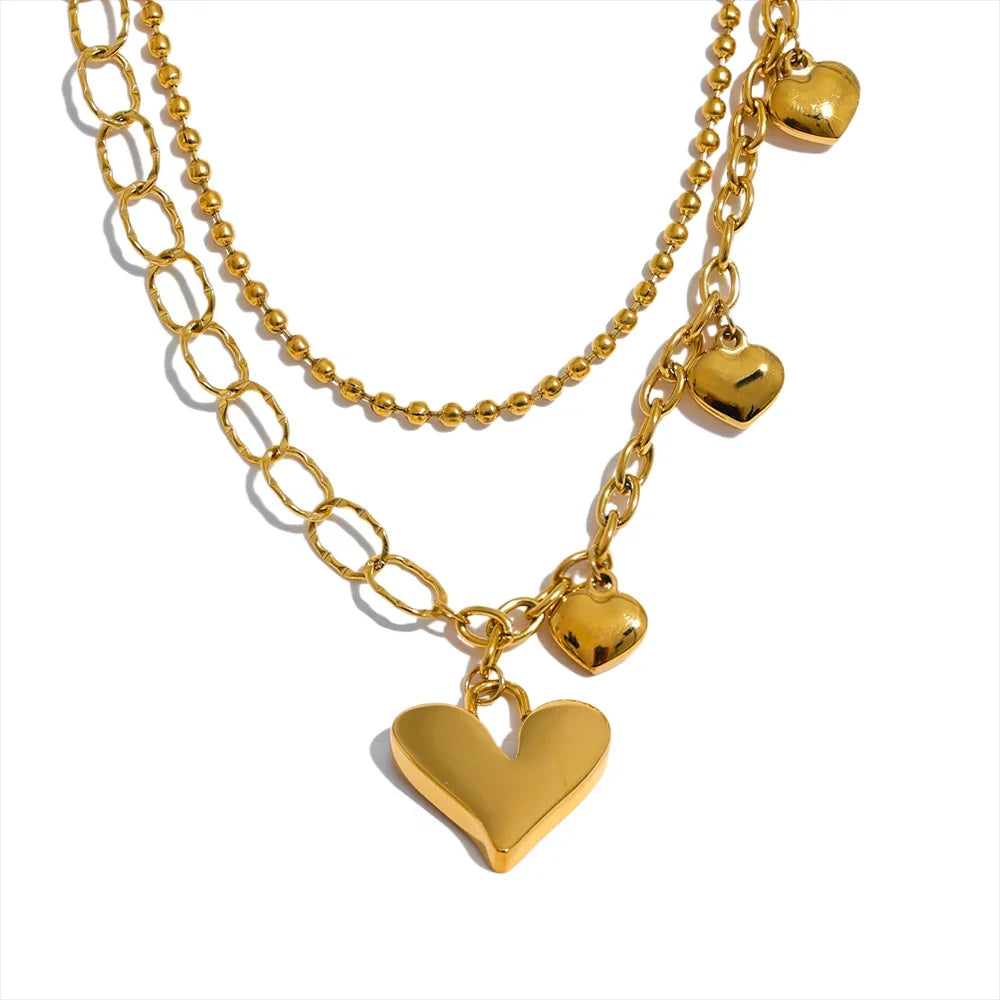 Double Chain Heart Necklace