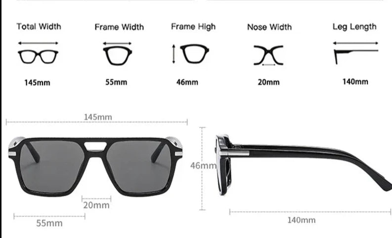 Double Bridge Square Sunglasses