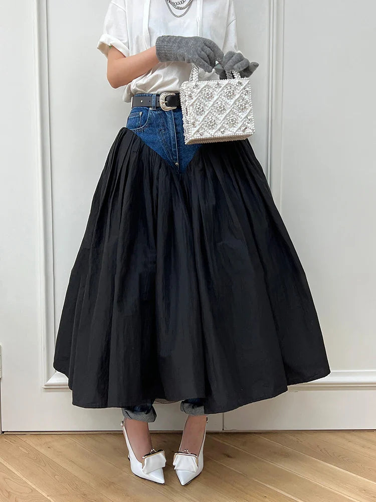 Designer Denim Skirt with Pants