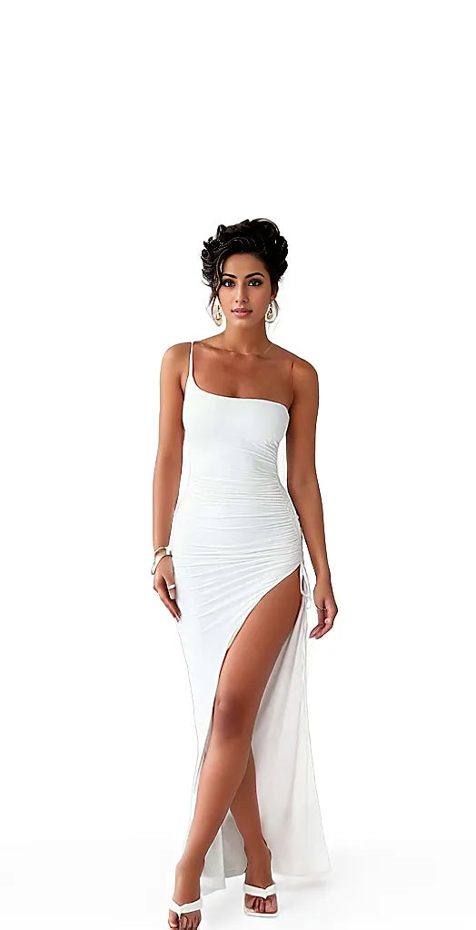 One Shoulder High Slit Maxi Dress