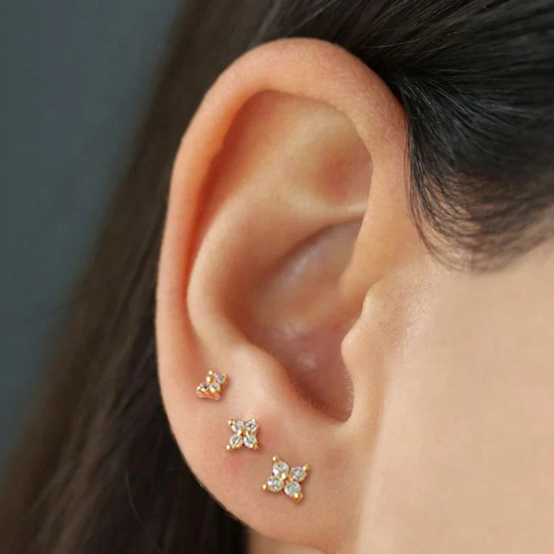 Gold Flower Stud Earrings