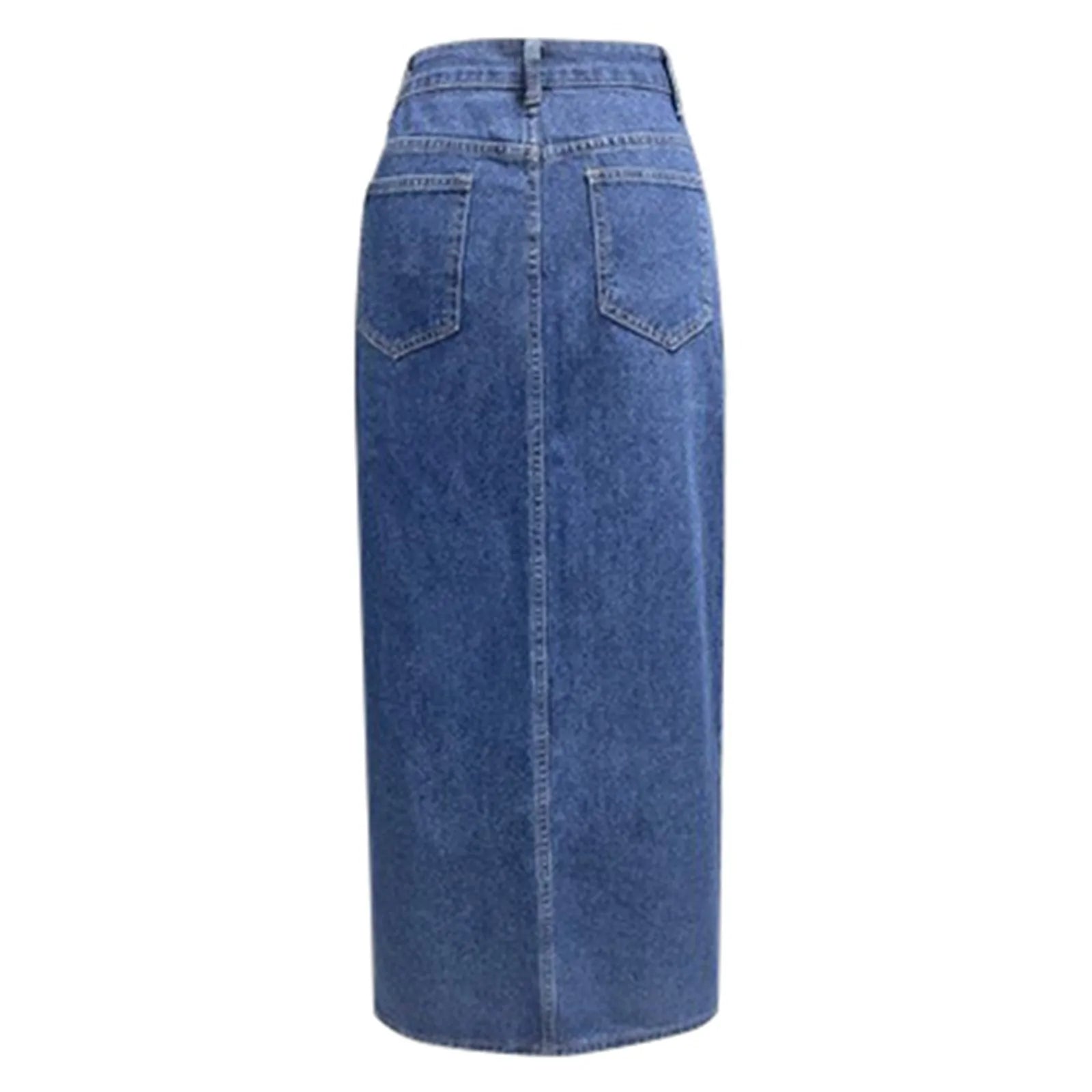 Long Denim Skirt with Slit