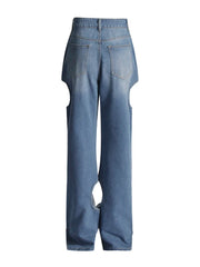 Hollow Out Denim Pants