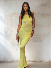 See-Through Sequin Sleeveless Maxi Dress