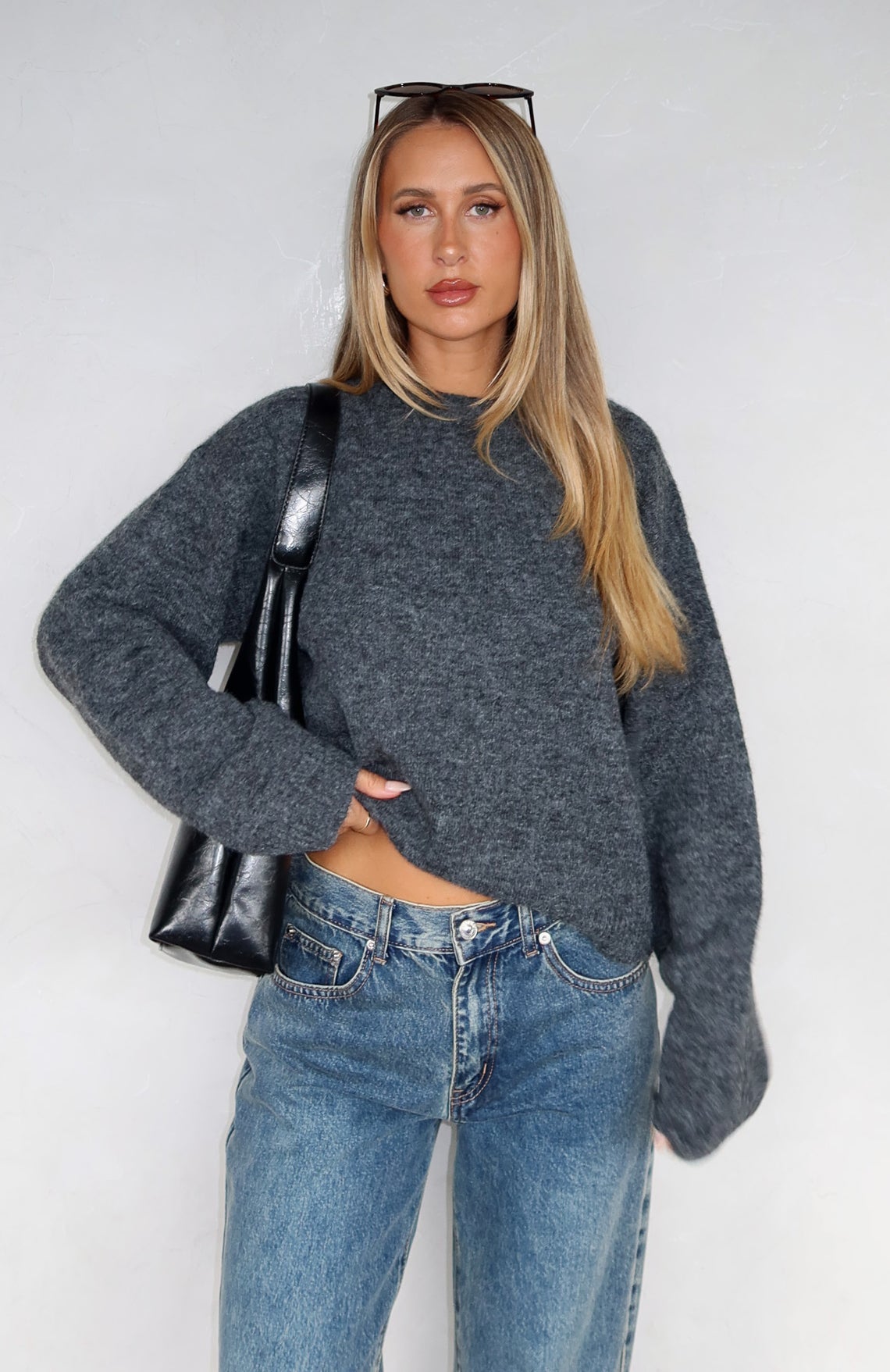 Warm Whispers Knit Sweater Charcoal