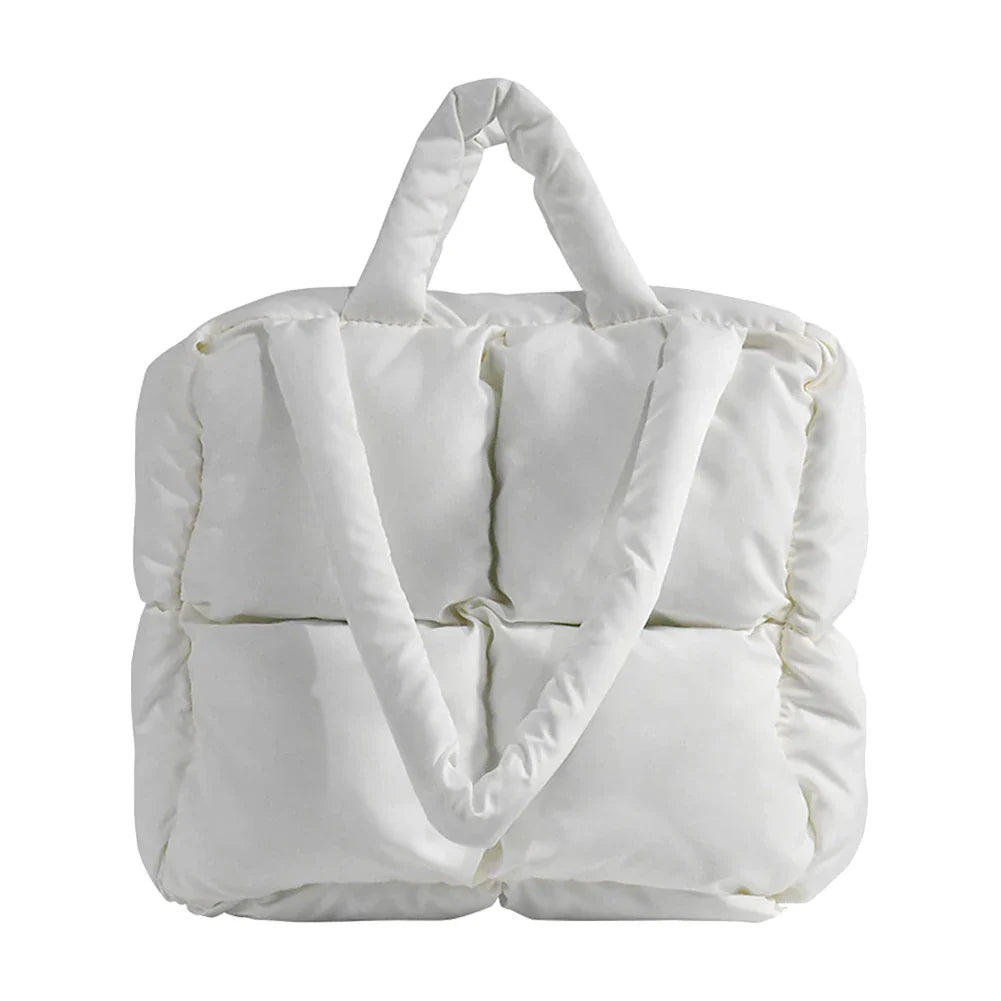 White Puffed Quilted Shoulder Bag