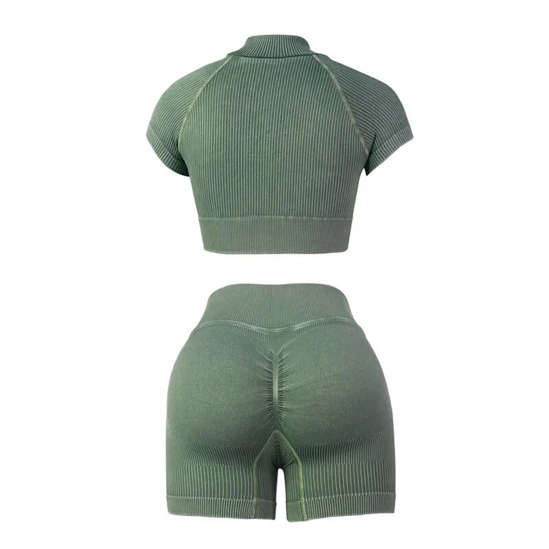 Yoga Crop top with High-Wasted Short Set