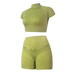 Yoga Crop top with High-Wasted Short Set