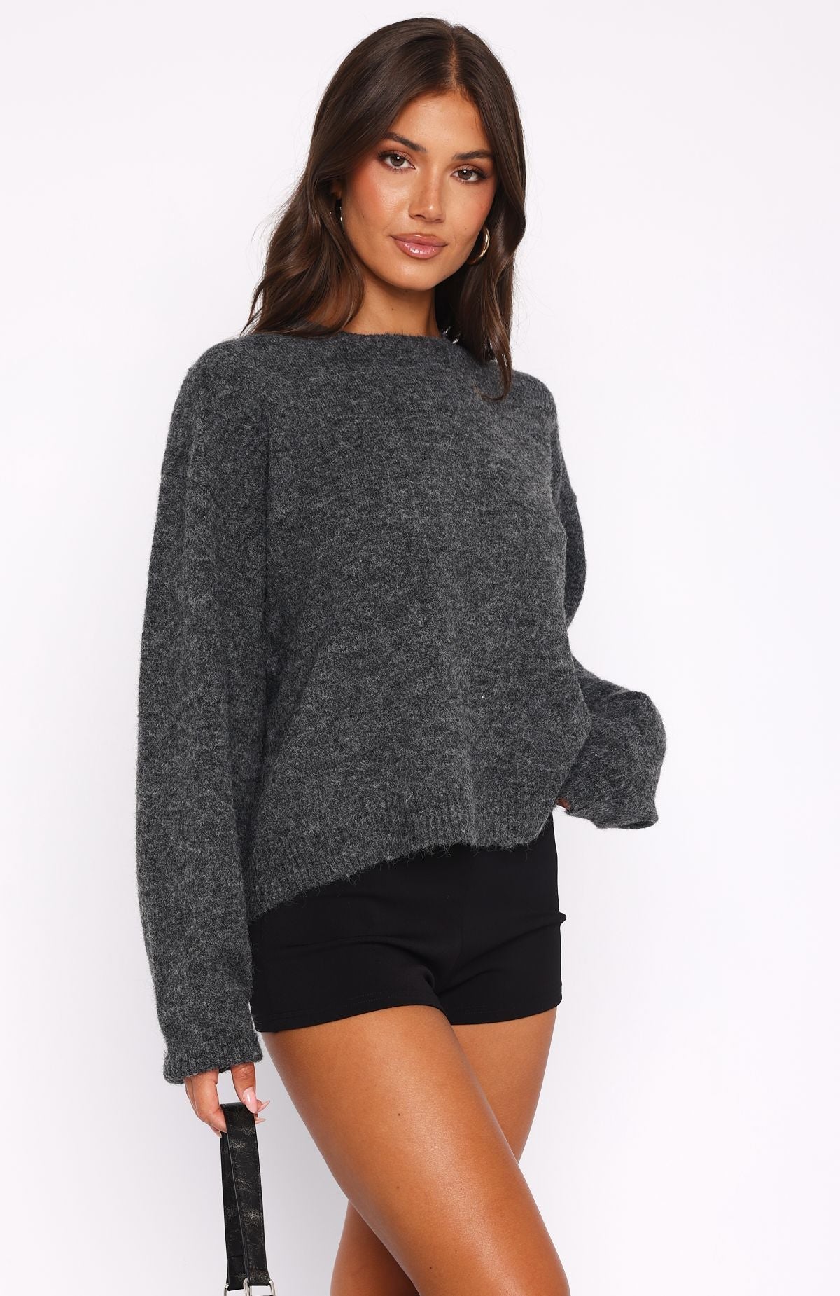 Warm Whispers Knit Sweater Charcoal