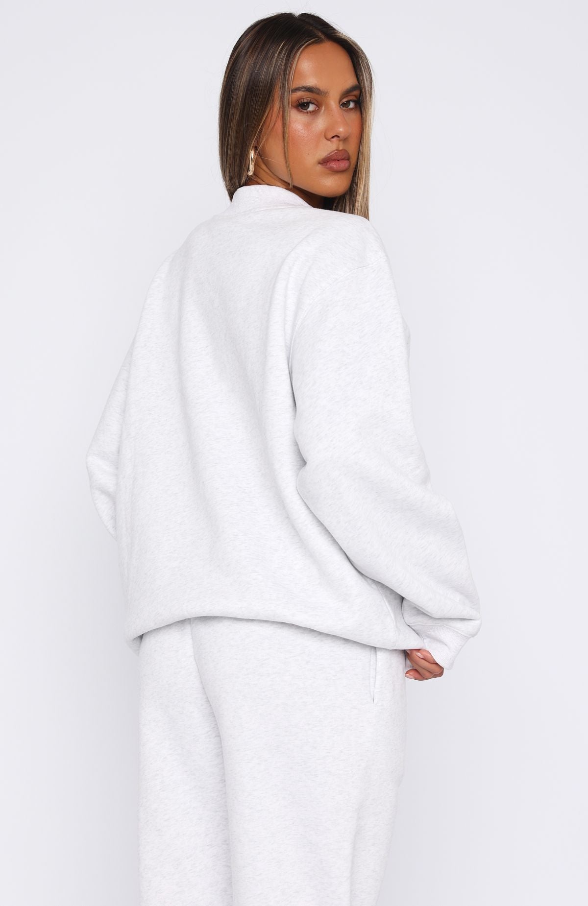 Pick You A Flower Oversized Sweater Grey Marle