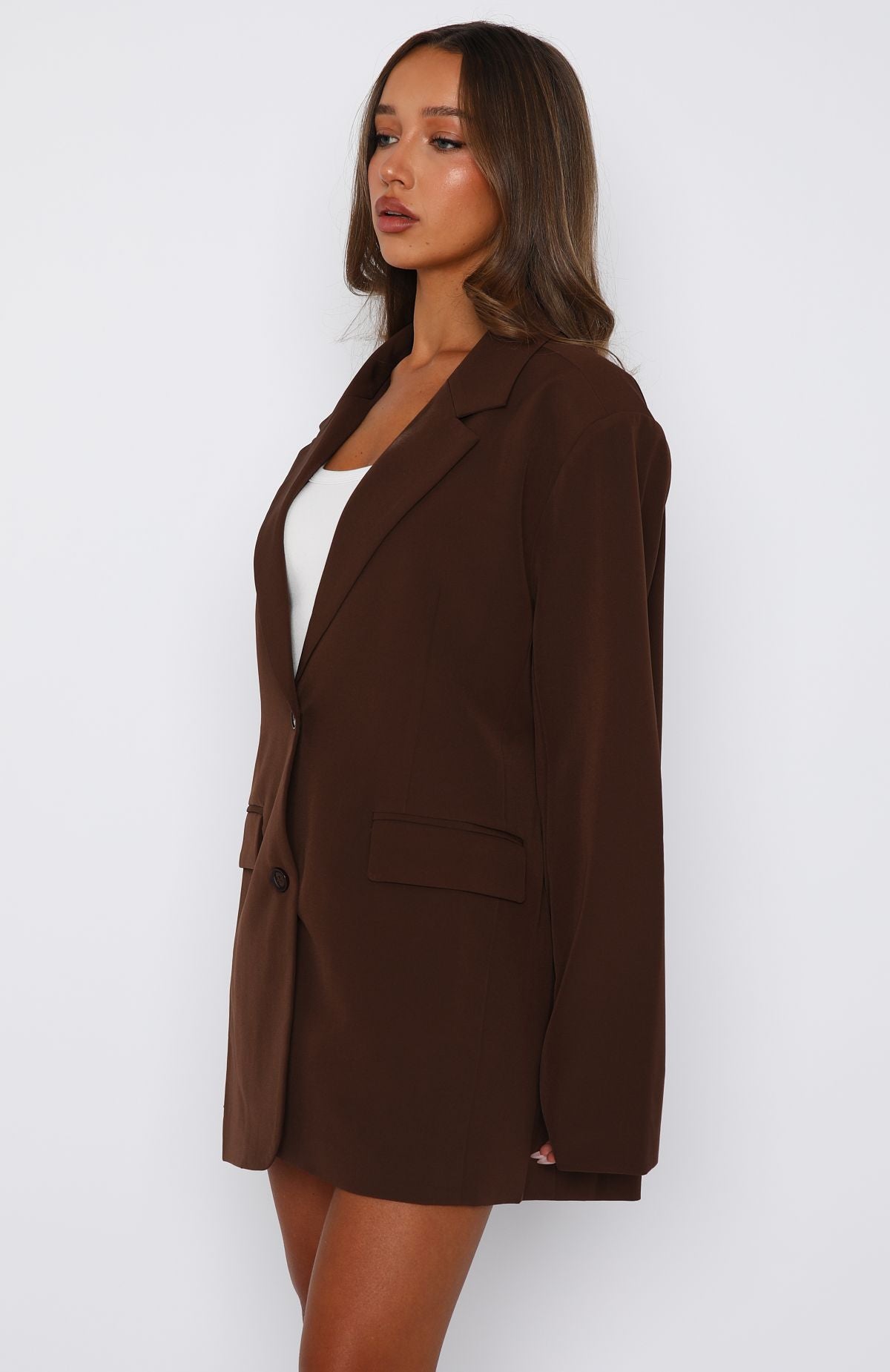 Catch Me Now Oversized Blazer Chocolate