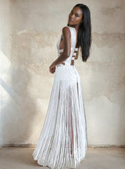 White Tassel Maxi Dress