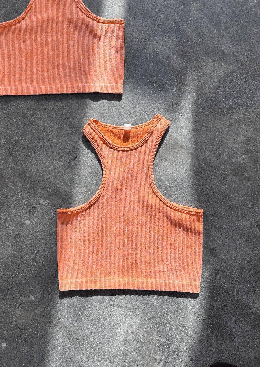 washed racer back tank top