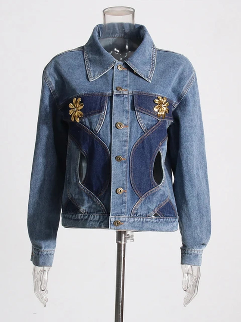 Patchwork Lapel Denim Jacket