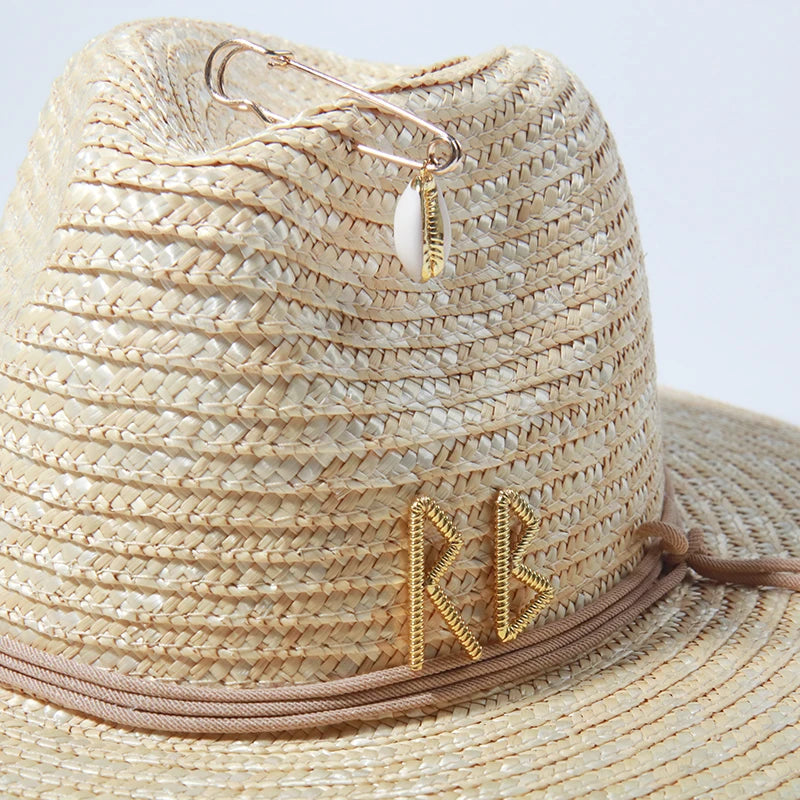 Fedora Straw Hat with Chain Strap