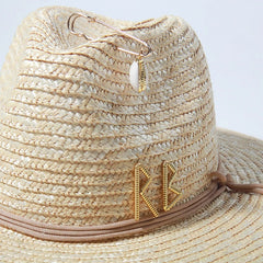 Fedora Straw Hat with Chain Strap