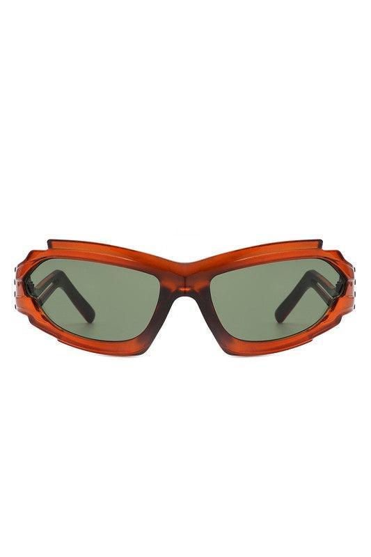 Futuristic Rectangle Wrap Around Sunglasses