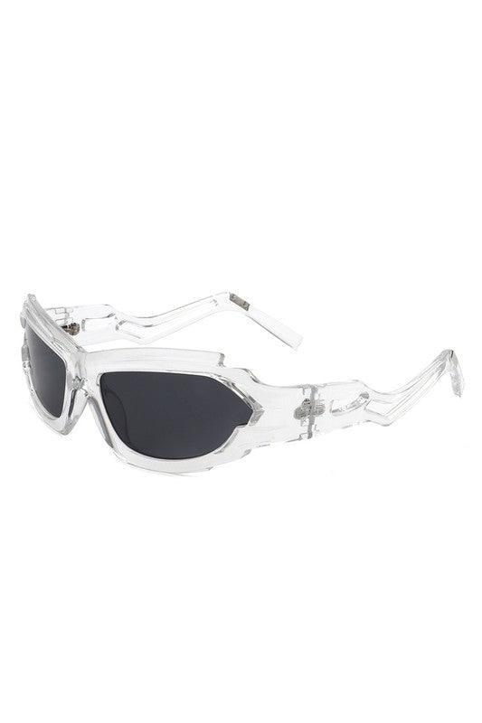 Futuristic Rectangle Wrap Around Sunglasses