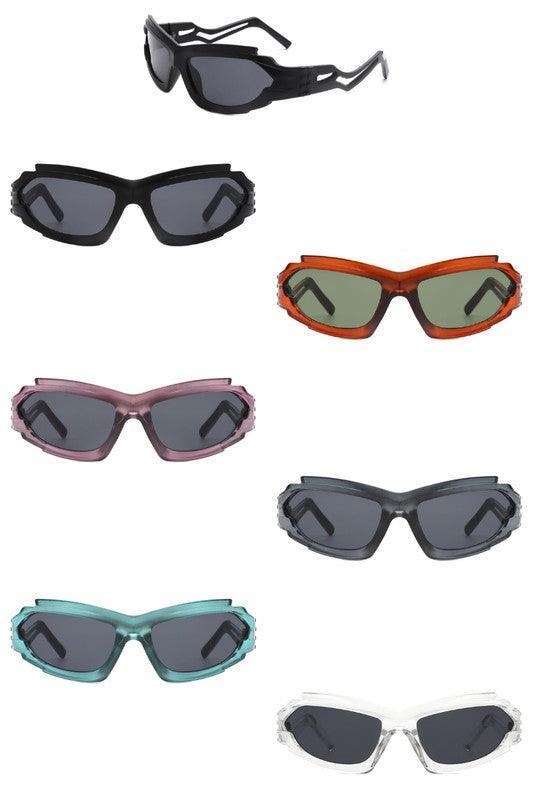 Futuristic Rectangle Wrap Around Sunglasses