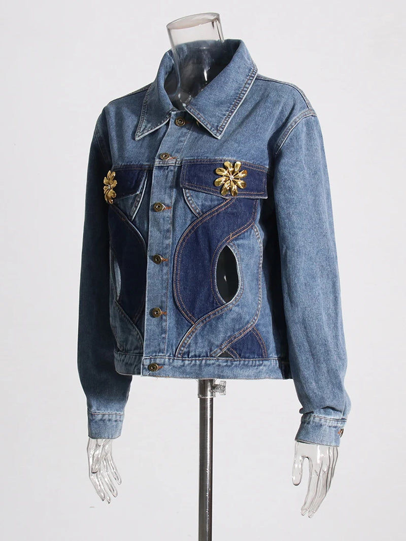 Patchwork Lapel Denim Jacket