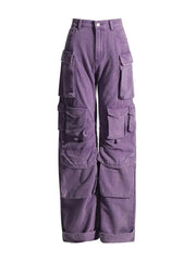 Purple Cargo Baggy Pants