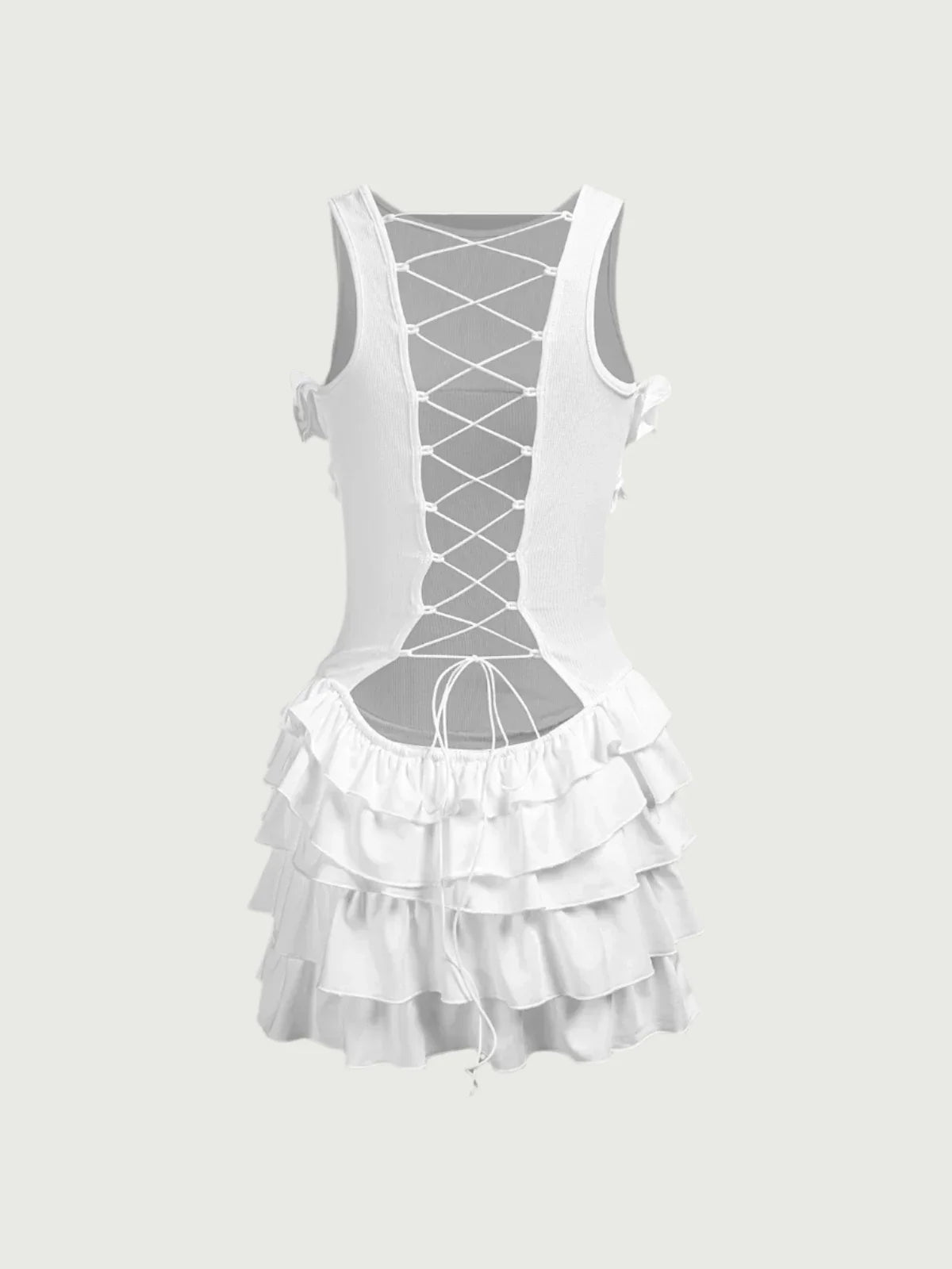 Sexy Backless Mesh Patchwork Mini Dress