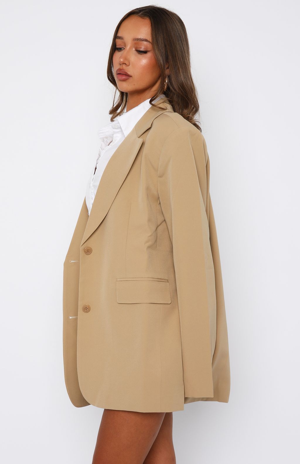 Catch Me Now Oversized Blazer Sand
