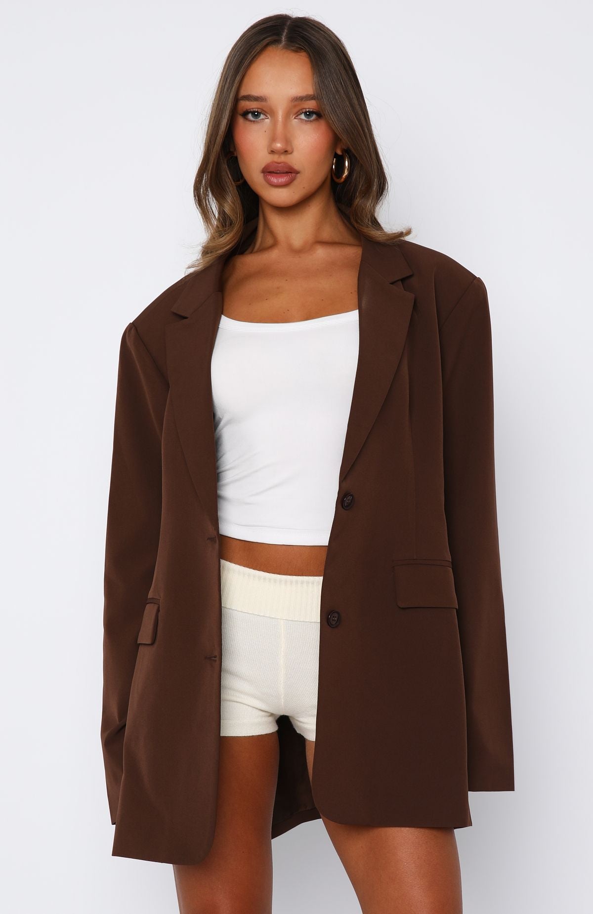 Catch Me Now Oversized Blazer Chocolate