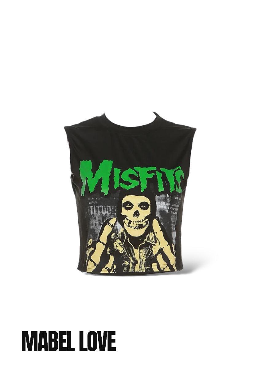 Streetwear Misfits Skull Crop Top Tee