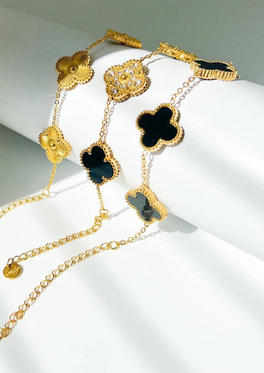 clover bracelet white gold and black