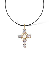 Virgin Cross Black Rope Necklace